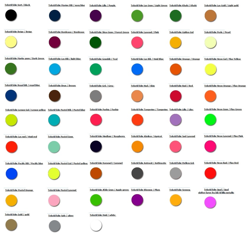 Omsorg Rationel parfume Tryk på tøj - Farvekort - til alle formål - JR-Textiltryk - TRYK PÅ TØJ.  Her kan du se hvilke farver vi tilbyder - Tryk på tøj